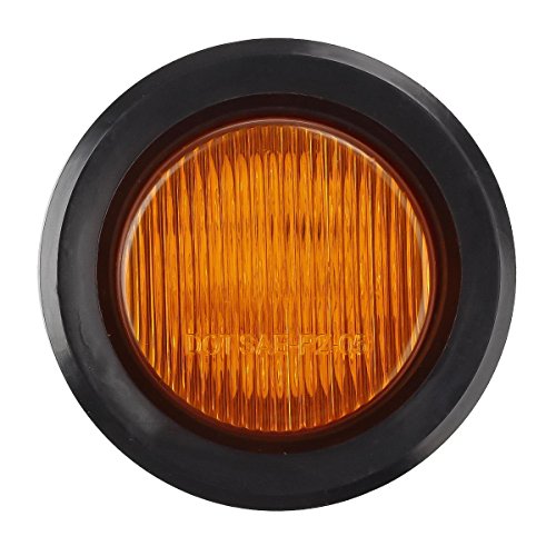 Partsam 10x Amber 2" Round 9 LED Trailer Side Marker Lights, Sealed LED Trailer Clearance Lights, Grommet and Pigtails Included, Amber Round Led Lights