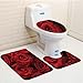 Keshia Dwete three-piece toilet seat pad customRed and Black Romantic Eternal Symbol of Love Red Roses with Rain Drops on Petals Photo Print Ruby