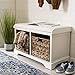 SAFAVIEH Home Collection Freddy Vintage White/ Wicker Basket 2-Drawer Storage Bench with Cushion (Fully Assembled)