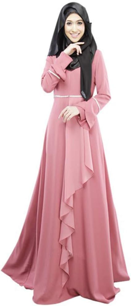 HIKO23 Muslim Maxi Dress for Women Islamic Abaya Long Dresses Flowy Dubai Kaftan Casual Plain Ladies Partywear