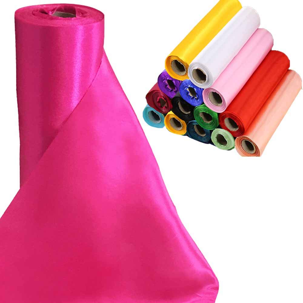 Time to Sparkle 29cmx20m (Fuchsia) Satin Roll Sash Fabric Chair Cover Bows Table Runner Sashes Swags for Wedding Party