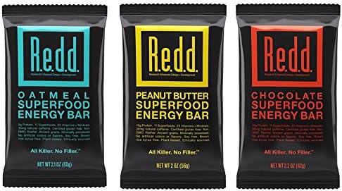 Redd Superfood Energy Bar Variety Pack ,3 Flavors Each 4 (12PK) , Gluten Free, Protein Bar + Energy Shot + Multi Vitamin
