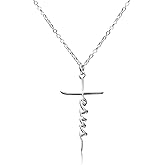 Pholidof Faith Jesus Cross Pendant Necklace Set for Women Men Religious Christian Gifts Mama Gigi Grandma ID Name Necklace Birthday Jewelry