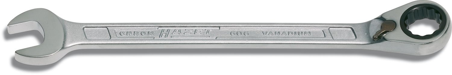 HAZET 606-14 204.6 mm 12-Point Traction Profile Ratcheting Combination Wrench - Chrome-Plated
