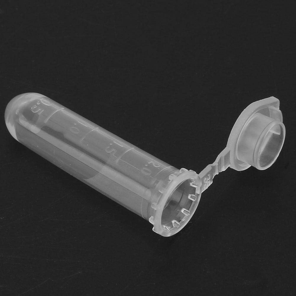 0.5ml/2.0ml/10ml Optional(2ml/500pcs)500pcs 2ml Polypropylene Graduated Microcentrifuge Tube with Snap Hat Plastic Clear Test Vials Sample School Supplies School Supplies