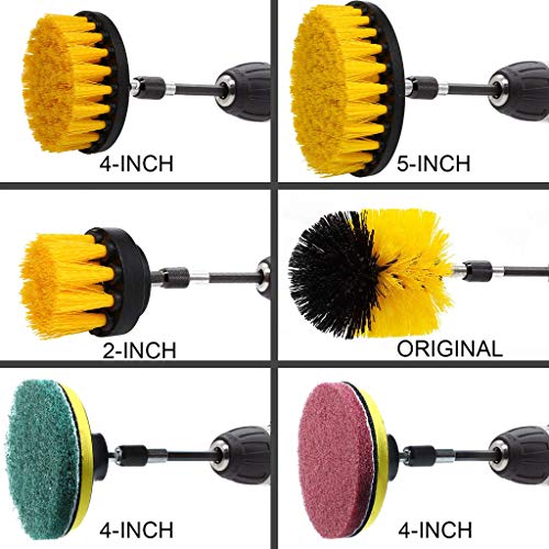 QUICATCH Drill Brush Scrub Pads Power Scrubber Cleaning Kit All Purpose Cleaner Scrubbing Cordless Drill for Cleaning Pool 12PCS