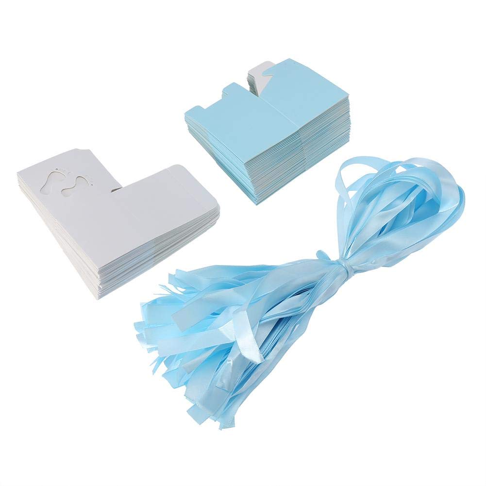 Combort 50Pcs Cute Baby Footprint Paper Candy Box Wedding Candy Box Cute Baby Footprints Candy Boxes(Blue)