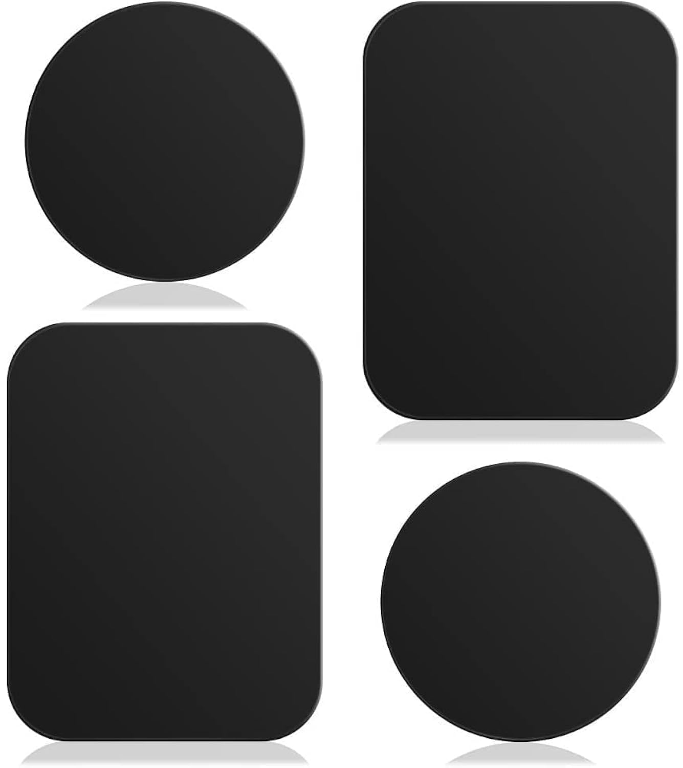 Smartphones Metal Plate 4 Pack for Phone Car Mount Holder Cradle with 3M Adhesive (Compatible with Magnetic Mounts) - 2 Rectangle and 2 Round, Black