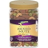 PLANTERS Deluxe Salted Mixed Nuts, 34 oz. Resealable Canister | Contains Cashews, Almonds, Pecans, Pistachios & Hazelnuts Seasoned with Sea Salt