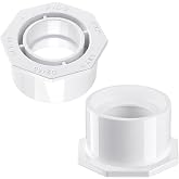 BrightRow 2 Pcs 3" x 2" PVC Reducer Bushing, Reducer Bush Adapter | Sch40 (Spigot x Socket), Furniture Grade PVC Pipe Fitting, for Home Sewer Plumbing, Industrial Use, Pipe Connection