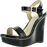 Kayleen CHERI-1 Women's Patent Strappy High Heel Platform Wedge Sandals