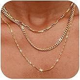 ZIIERMOSS 3PCS Gold Necklaces for Women,Chunky Statement Gold Plated Necklace Stack Layered Sterling Silver Herringbone Chains for Women Dainty Trendy Silver Chains Stacked Jewelry Gifts