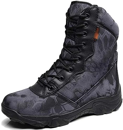 Men's Climbing Tactical Boots Outdoor High Top Waterproof Hiking Combat Boots Military Jungle Army Patrol Boots,Black-45