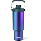 Luxgola 40 oz Insulated Tumbler, Double Wall Vacuum Stainless Steel Cup with Handle and Spout Lid, For Cold/Hot Drinks, Coffee Travel Mug for Car Holder/Home/Office/Party/Camping (Plating-1 Pack)