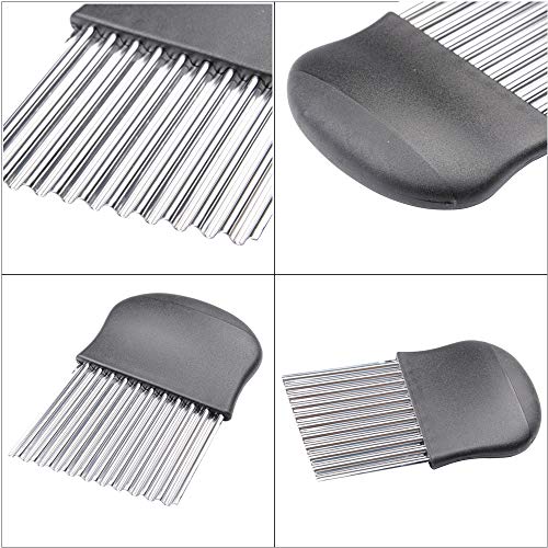 MUZOCT Onion Holder with Vegetable Crinkle Cutter Slicer Choppe Stainless Steel Cutting Kitchen Gadget