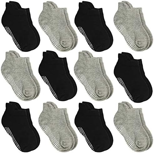 Aminson Anti Slip Non Skid Ankle Socks With Grips for Baby Toddler Kids Boys Girls