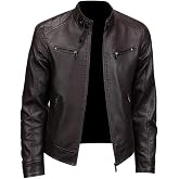 KUZMAIR Men's Faux Leather Jacket for Fall/Winter,Men PU Jacket, Outwear coat,Motorcycle jacket
