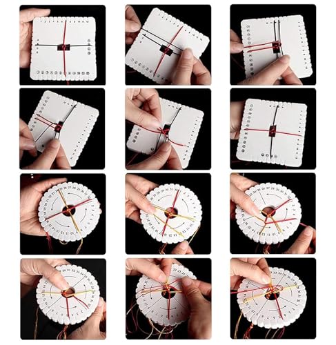 Wxinsheng Knitting Disc, 2 Pieces Braided Plate for Handmade Fabric, Braided Cord, Jewelry with Beads and DIY Projects (Round + Square)