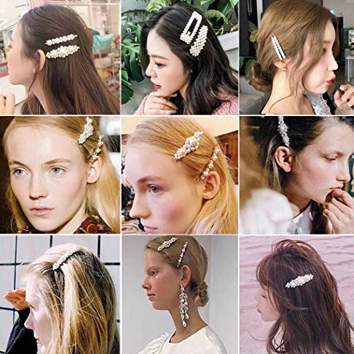 WillingTee 12pcs Pearls Hair Clips Glitter Rhinestones Hair Clips for Women Bling Hairpins Headwear Barrette Styling Tools Accessories