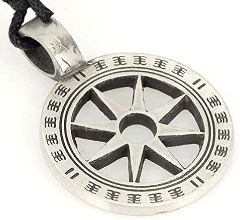 Star Flaming Wheel Cutwork Solar Pewter Choker Jewelry Pendant Necklace