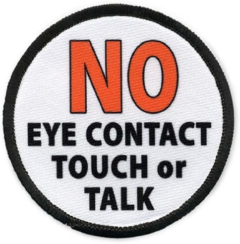 Service Dog No Eye Contact Touch or Talk 3 inch Black Rim Hook Velcro Patch
