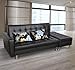 HOMCOM Twin Size Faux Leather Convertible Sofa Bed with Storage Ottoman, Steel Frame, and 2 Pillows, Black
