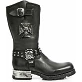 New Rock Mens Boots MR030-S1 Black Western 100% Leather Gothic Platform Shoes
