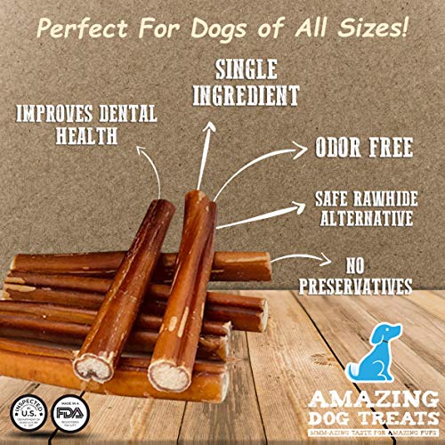Bully Sticks for Small Dogs (6 Inch Junior 25 Count) Premium Bully