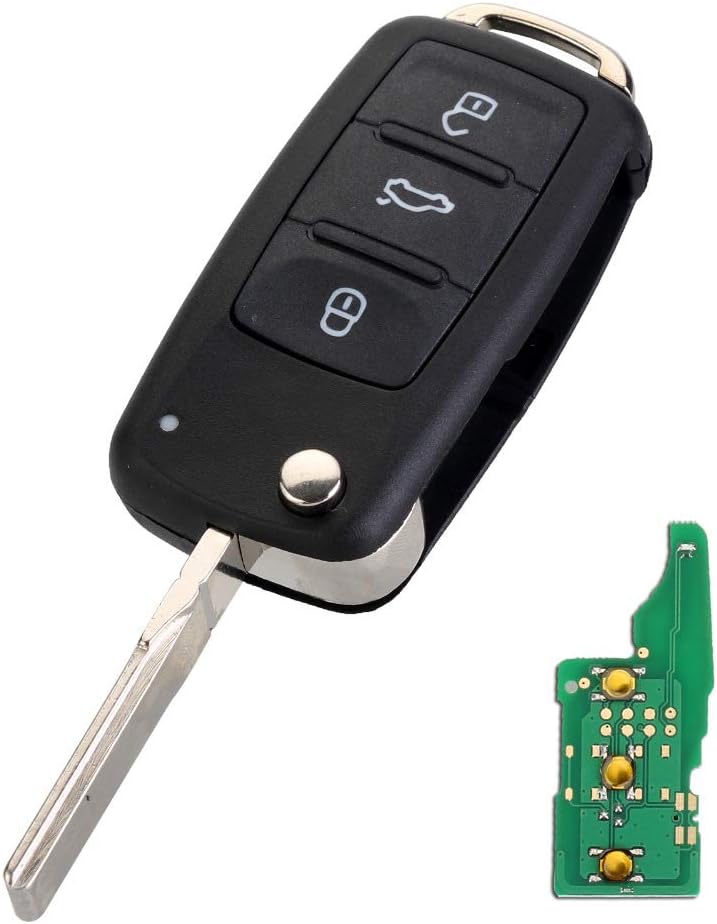 Chiave a distanza per auto a 2 pulsanti, per VW Volkswagen Transporter Amarok 5K0837202AD ID48 Chip 433MHZ/434MHZ con anello cacciavite