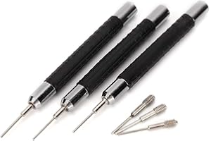 YUYTE Watch Band Link Remover Watch Pin Band Chain Link Remover Pin Punch Strap Adjuster Watch Repairing Tool, 0.7mm 0.8mm 0.9mm Tool Set