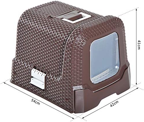 Pawhut Maison De Toilette Pour Chat Tiroir A Litiere Coulissant Porte Battante Filtre Odeur Pelle Fournis 54l X 42l X 41h Cm Chocolat Amazon Fr Animalerie