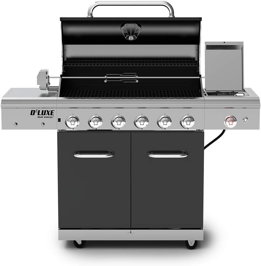 review Deluxe 6-Burner Gas Grill with Searing Side Burner in Slate