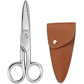 LIVINGO 5-1/5 Inch Heavy Duty Electrician Scissors, Professional Forged Stainless Steel Electrical Shears with Notches for In