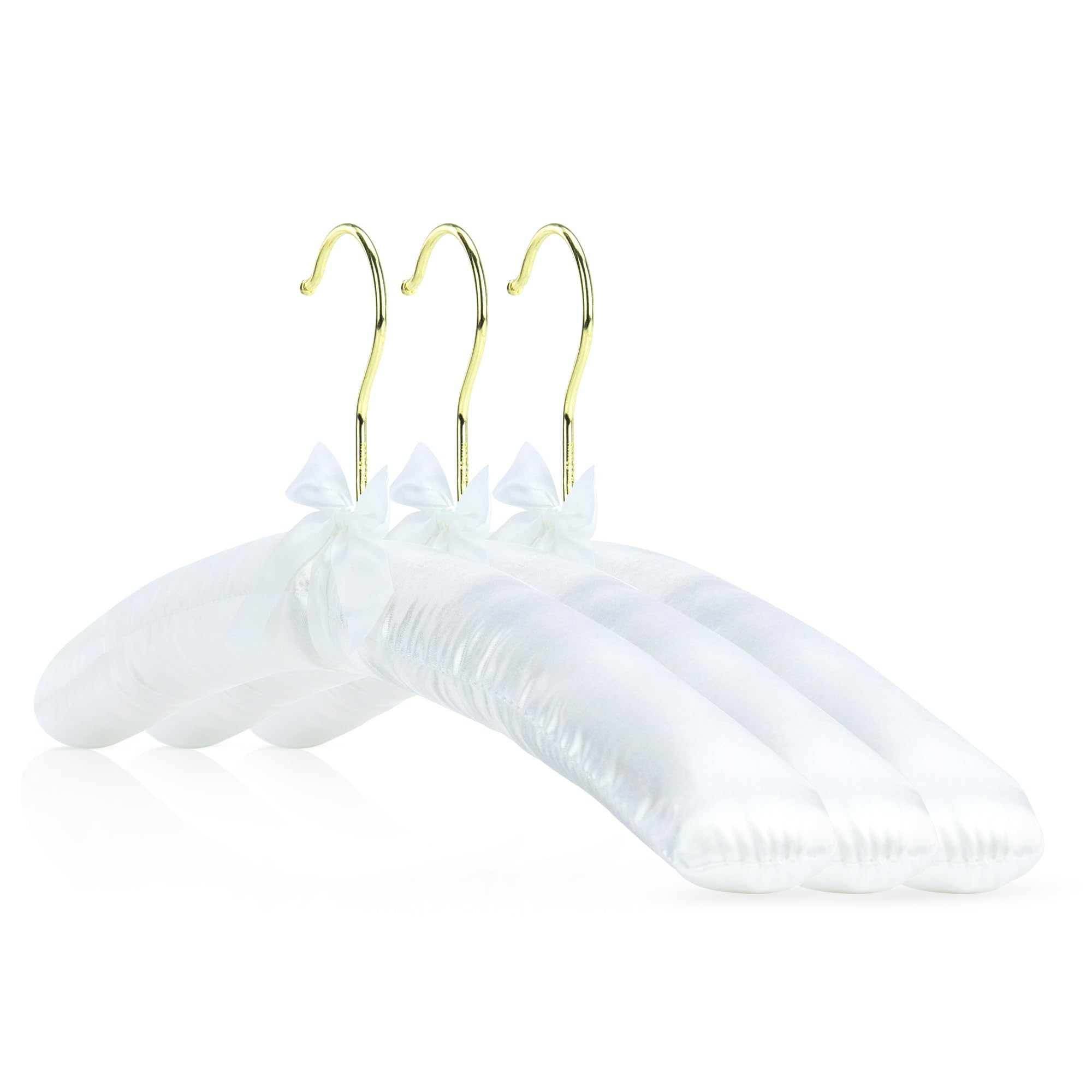 Hangerworld 10 White Satin 43cm Padded Cushioned Coat Garment Dress Clothes lingerie Bridal hangers.