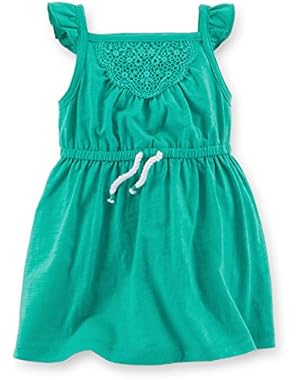 Girl Flutter-sleeve Jersey Dress; Newborn; Mint Green