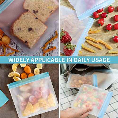 sherry 12 Pack Reusable Ziplock Bags, (4 Reusable Sandwich Bags+6 Reusable Snack Bags +2 Reusable Lunch Bags Bread Box Plastic Bag Alternative Reusable Food Storage Bags - Thumbnail 5