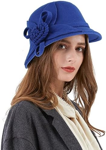 Wool Blend Vintage Winter Cloche Bucket Hat with Stitched Flower Accent Women main image 2
