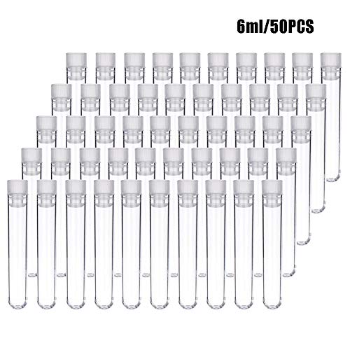 50 PCS 6ml Clear Plastic Test Tubes with Caps for Scientific Experiments,Scientific Themed Kids Birthday Party Supplies,Decorate The House,13×78mm Mini Test Tubes