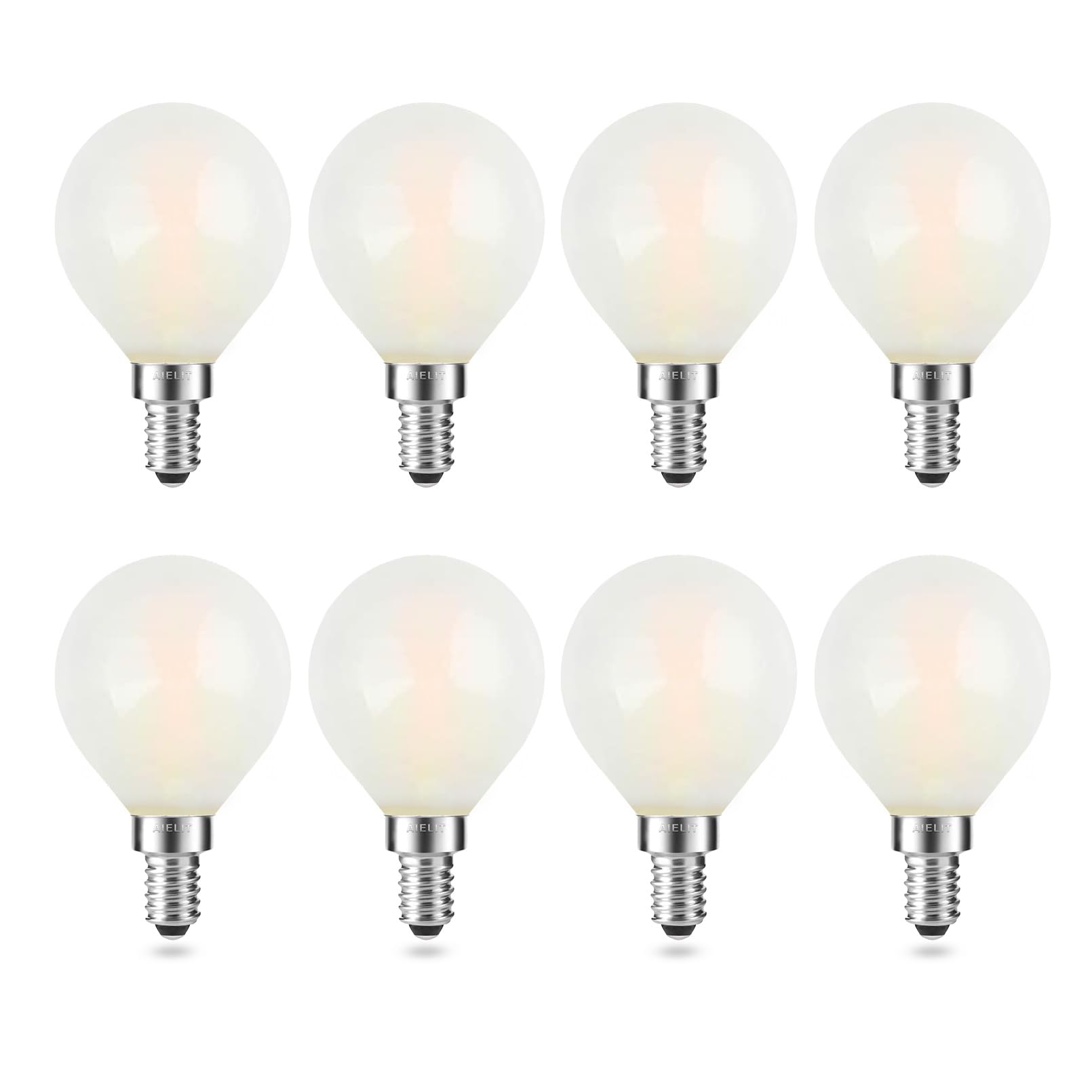 Photo 1 of AIELIT Frosted E12 LED Light Bulbs 25-Watt Equivalent, Warm White 2700K, 2W G15/G50 Globe LED Bulb for Beside Lamp Ceiling Fan Pendant Lights Chandelier Fixture, 200 lm, 8 Pack