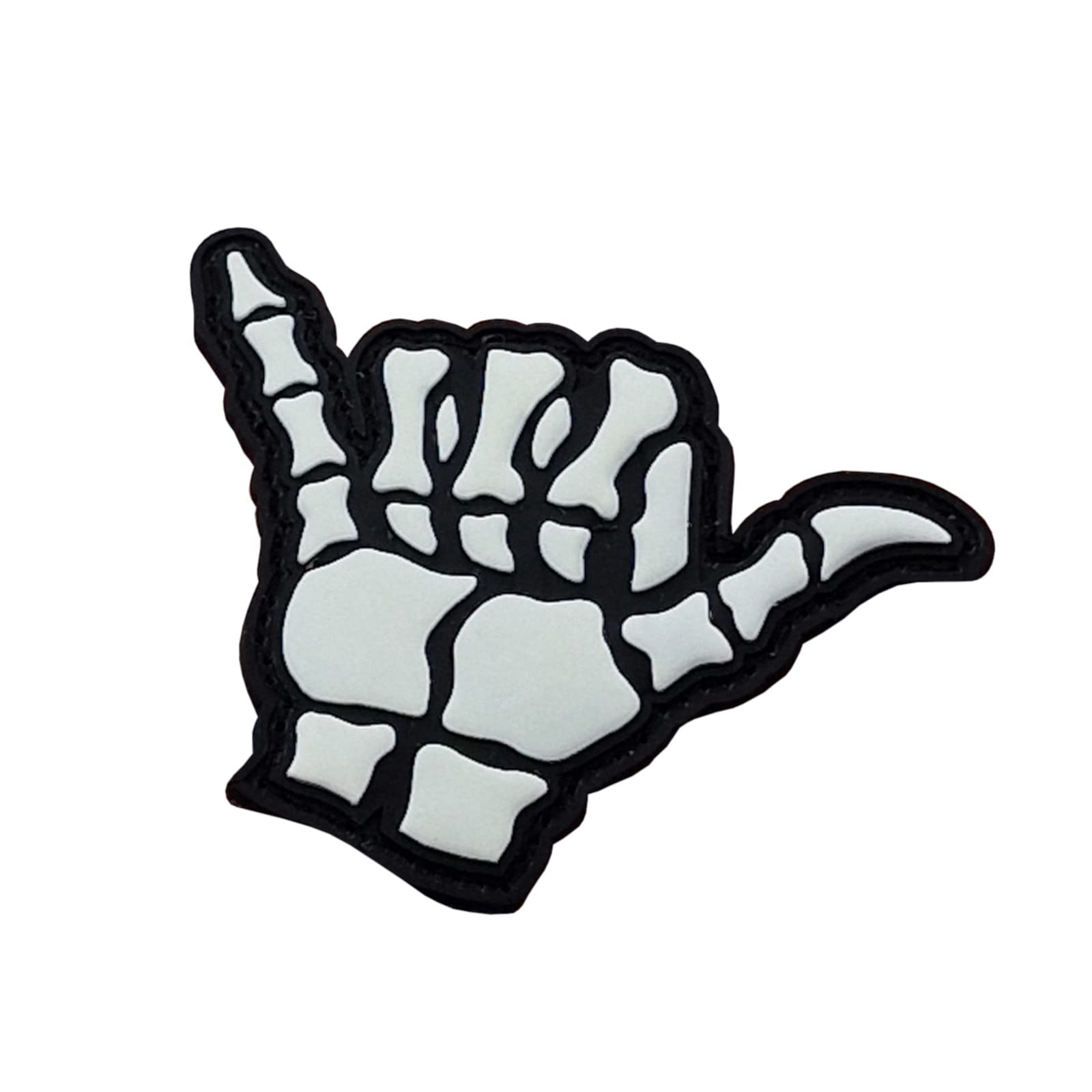 Glow Dark Shaka Hang Loose Gesture Bone PVC GITD Patch — image 1