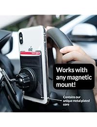 Cartera 3 en 1 para cualquier funda de teléfono   Único: Spandex + Monturas a imanes + Doble bolsillo + Correa de dedo + Bloque RFID - Fuerte adhesivo 3M + magnético, Paquete de 1