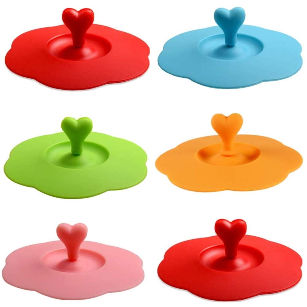 6Pcs Silicone Glass Cup Covers Cup Lids Reusable Anti Dust Cup Covers Coffee Tea Mug Cover for Cups Bowls Mugs Cans