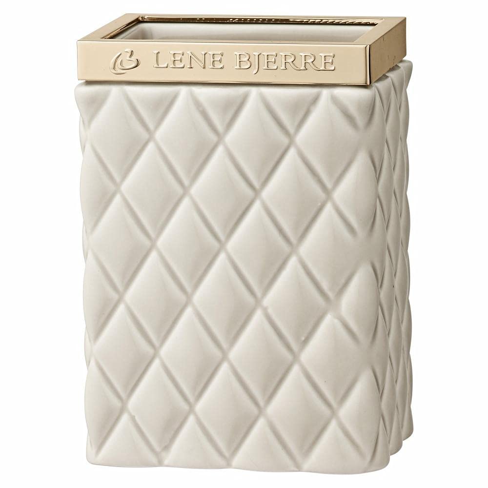 Lene Bjerre Portia Ceramic Toothbrush Holder Bathroom Tumbler Toothpaste Holder Handmade Bathroom Cup Camel Gold Colour