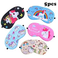 5Pcs Fashion Unicorn Sleeping Mask Sleep Eye Cover Lightweight Blindfold Soft Eye Mask for Kids Girls Men Women
