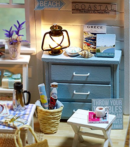 Cuteroom DIY Holz Puppenhaus Handmade Miniatur Kit - LED Wohnzimmer Modell & alle Möbel – Bild 6