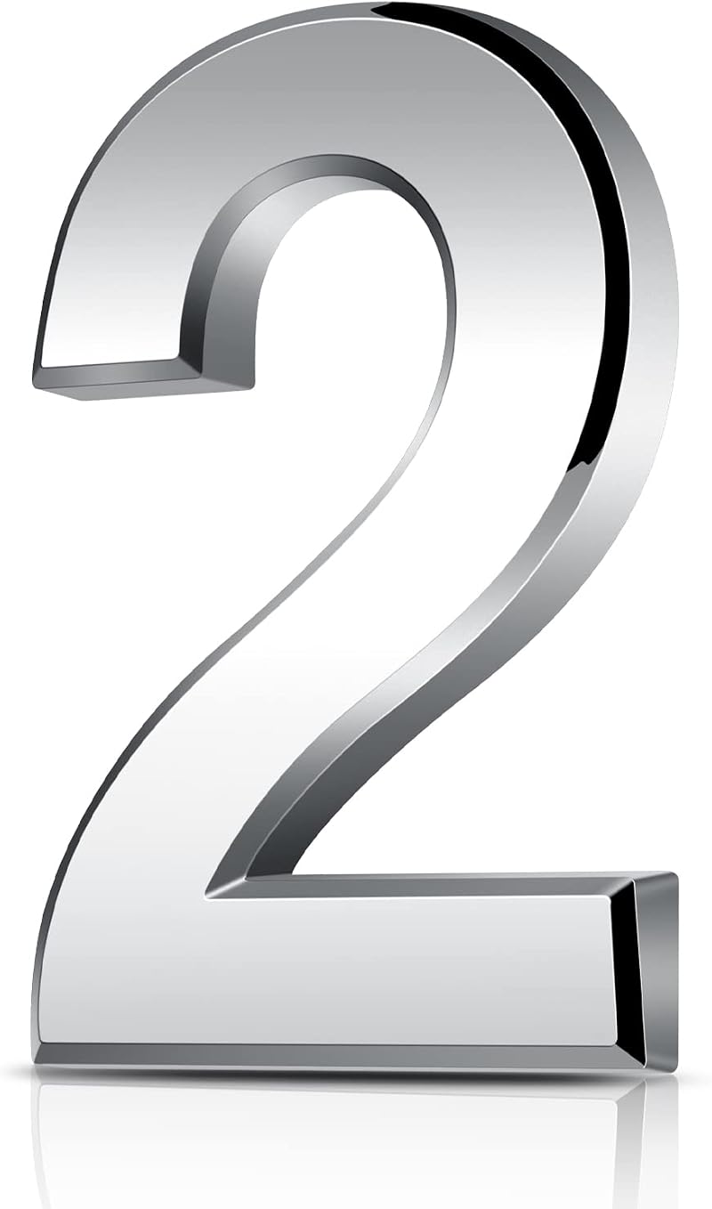 Vicloon 3D Door Numbers 3 Inches Self Adhesive Waterproof Silver (2)