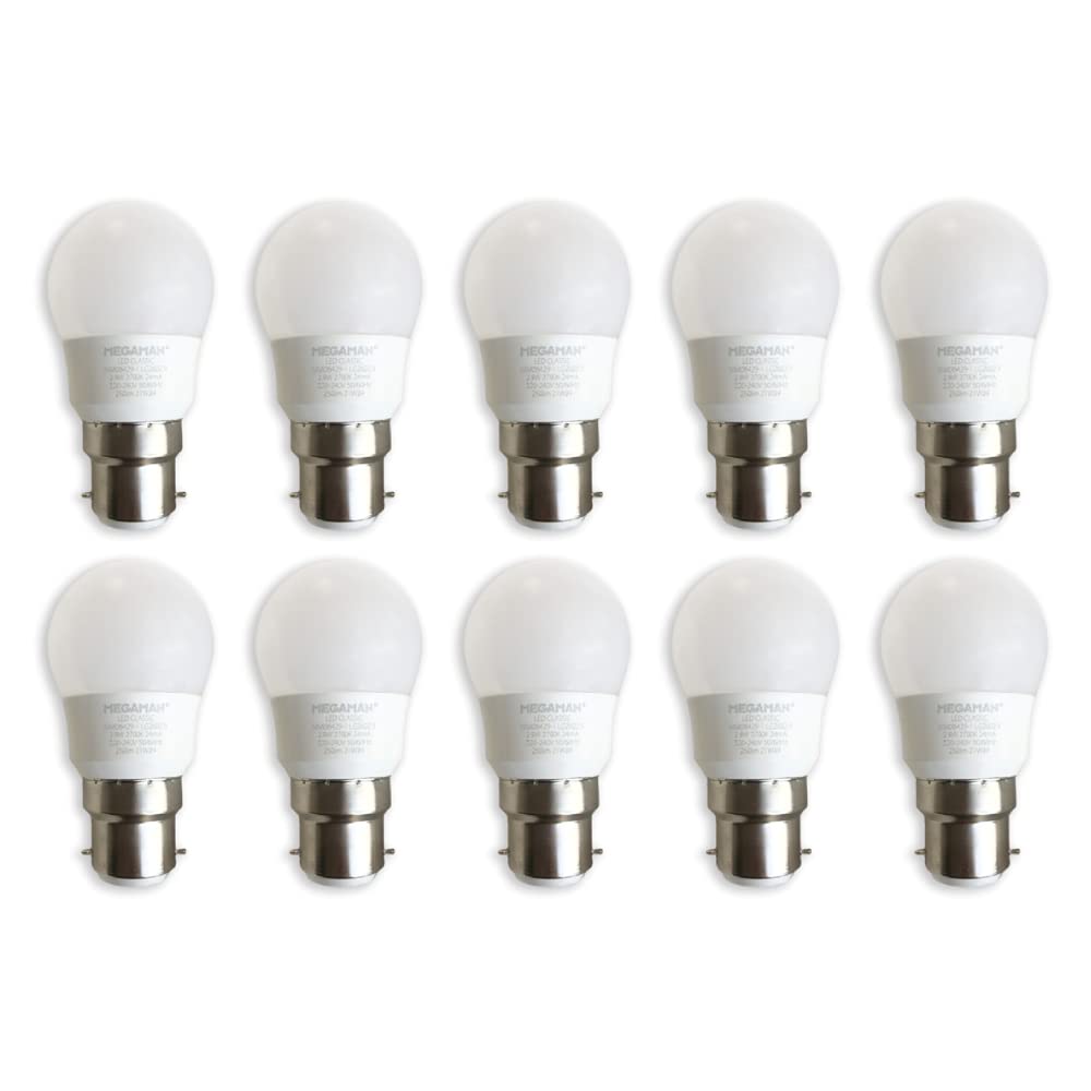 Megaman UK Pack of 10 x Megaman 143394E LED Golf Ball Light Bulbs B22 BC 2700K Warm White - 2.9 Watt