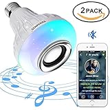 Texsens LED Light Bulb, Bluetooth Speaker Music Lightbulbs, 24 Keys Remote Control, 6W E27 RGB Changing Lamp Wireless Stereo Audio