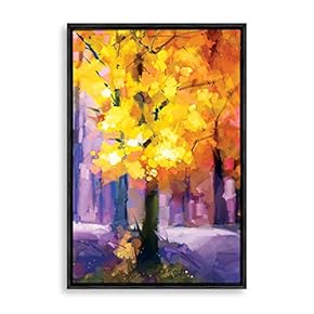 Framed Canvas Wall Art for Living Room, Bedroom Beautiful Gold Forest Canvas Prints for Home Decoration Ready to Hanging - 16x24 inches