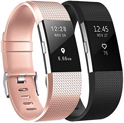 Fundro Replacement Bands Compatible with Fitbit Charge 2, 2 Pack Classic & Special Edition Adjustable Sport Wristbands